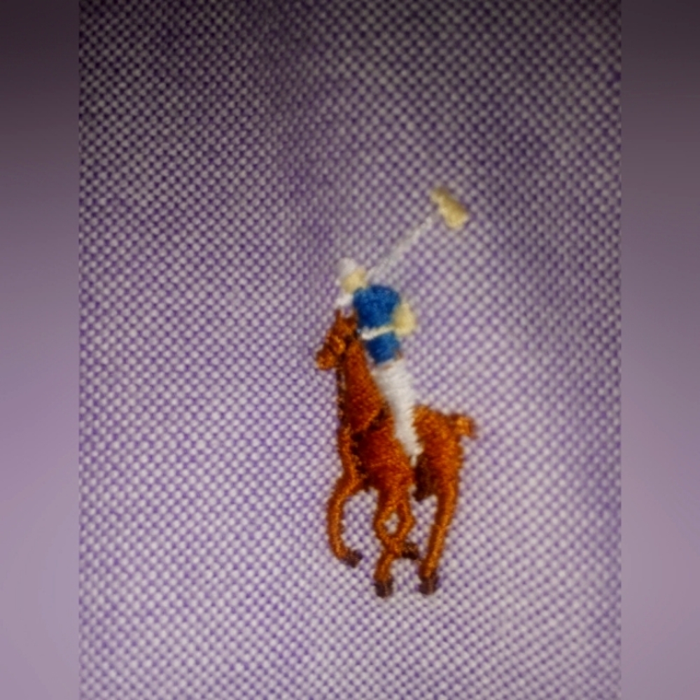 Purple Polo Button-Down Shirt with Embroidered Logo